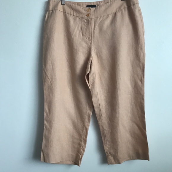 Focus 2000 Linen Pant Flat Front Crop Womens 14 - Picture 1 of 9